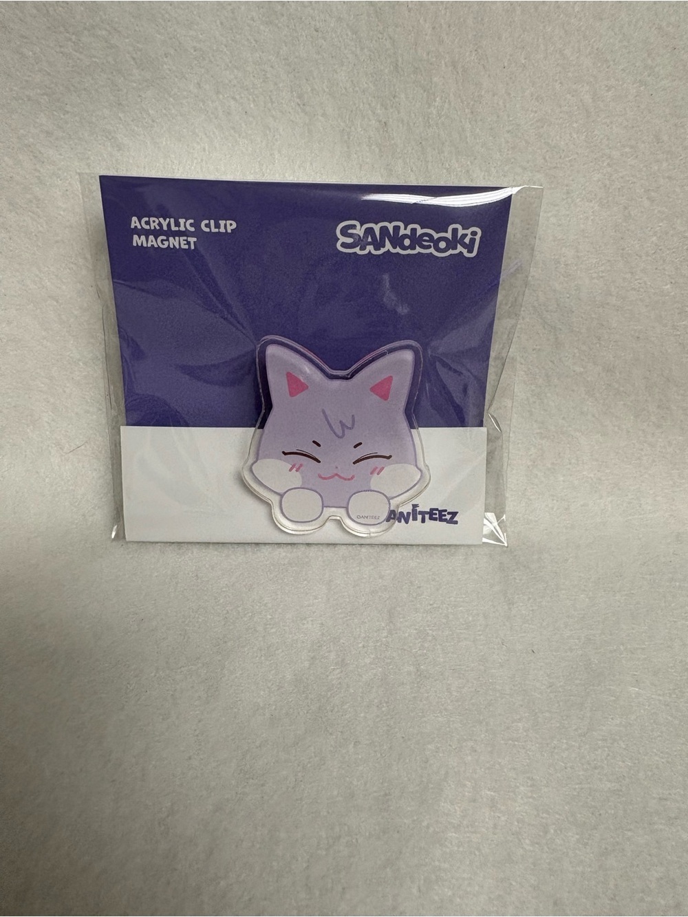 ANITEEZ in CALLING SANDEOKI Acrylic Clip Magnet Choi San Ateez Purple Cat